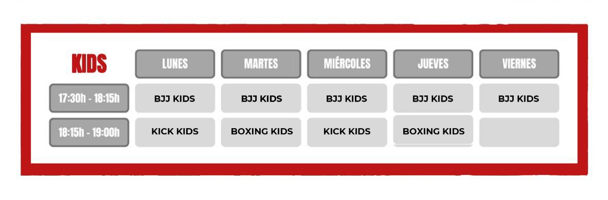 Horarios KIDS 25 26 2