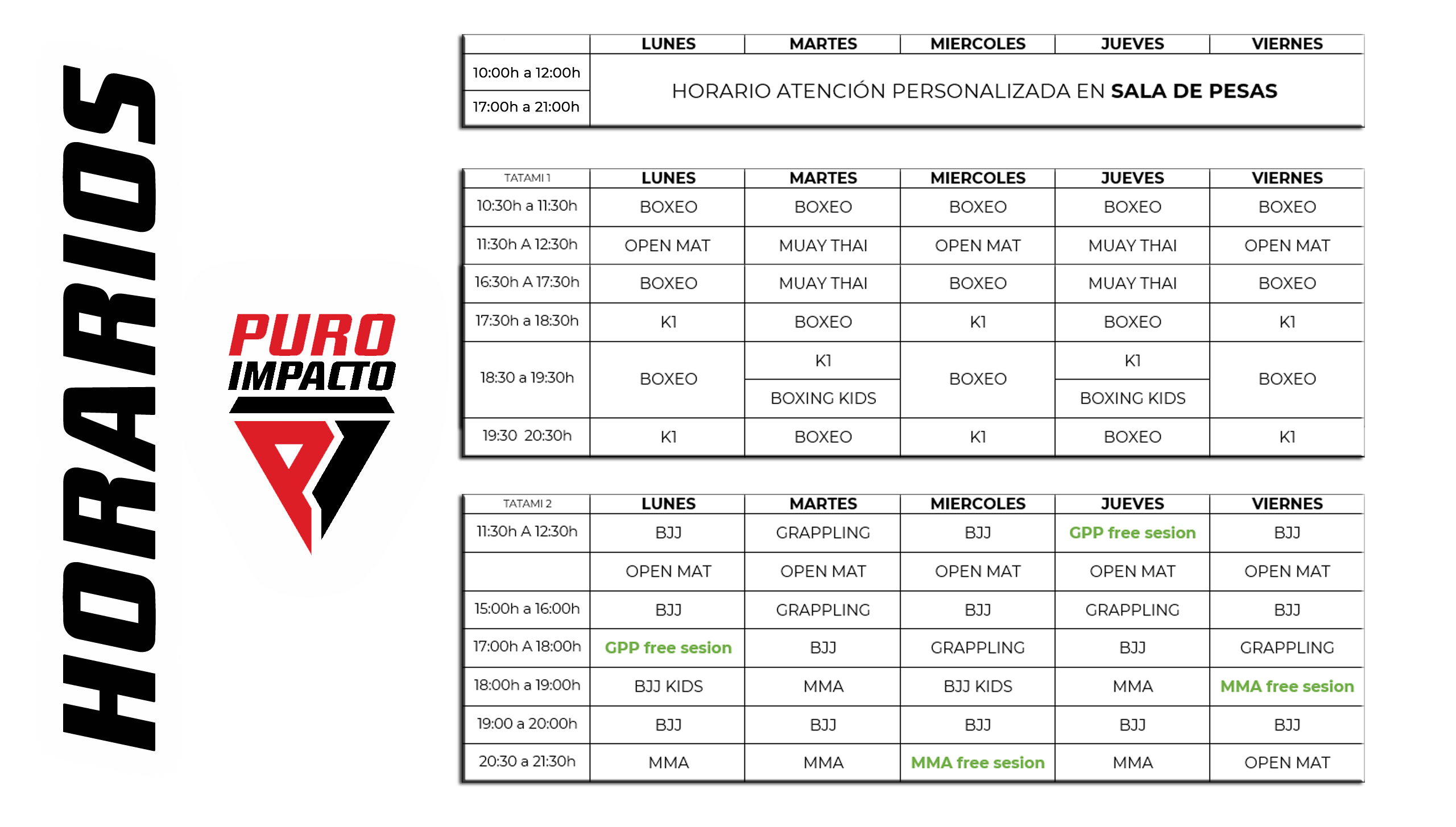 horarios_puroimpacto horarios puroimpacto